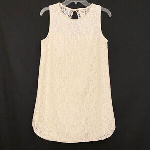 Monteau floral lace off-white cream mini dress or wear as tunic if you want.